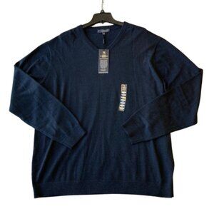 Hart Schaffner Marx Extra Fine Merino Wool V-Neck Sweater Men's 2XT Navy NWT